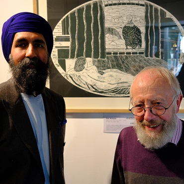 Runjeet Singh and Pat McHal, first prize winner, at the UK Arists Art Exhibition 2024.